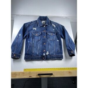 Celebrity Pink Jacket Womens Acid Wash Denim Jean Button Down Long Sleeve Small‎